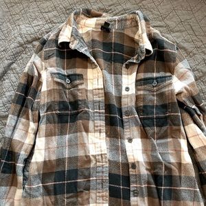 Women's Long-Sleeved Organic Cotton Midweight Fjord Flannel Shirt Brown/Cream